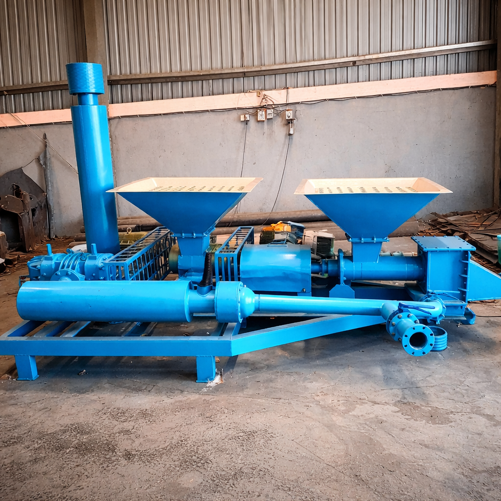 Industrial blue feeding system in workshop DUAL FEEDING SYSTEMS - Image 1